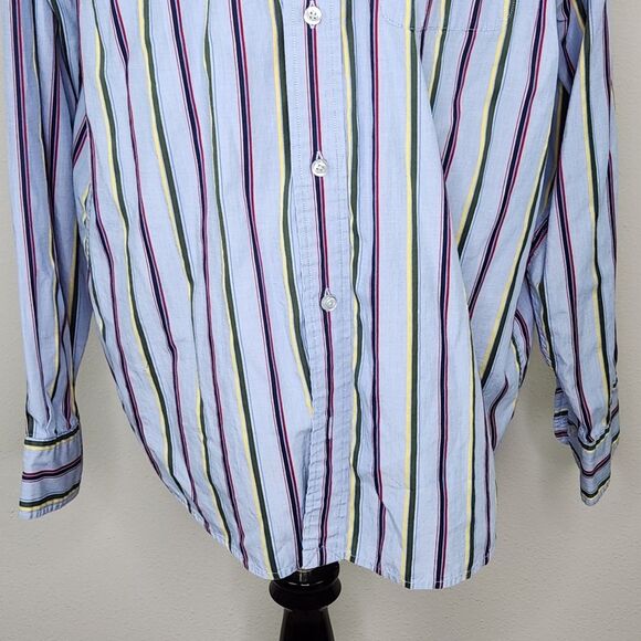 The Echo Unlimited The Classic Woven Shirt Blue Stripe Button Down Size Large - Picture 3 of 10